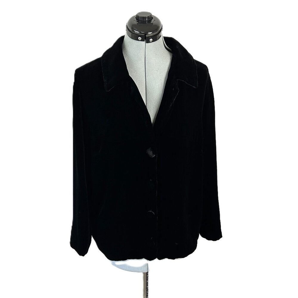 Jenny Helene Silk Blend Velvet Jacket XL Black (Liner Flaw)